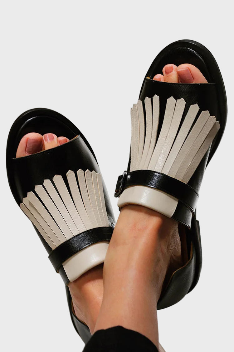Monochrome Fringe Sandals