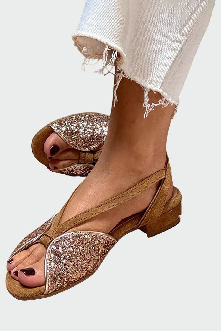 golden dusk glitter sandals