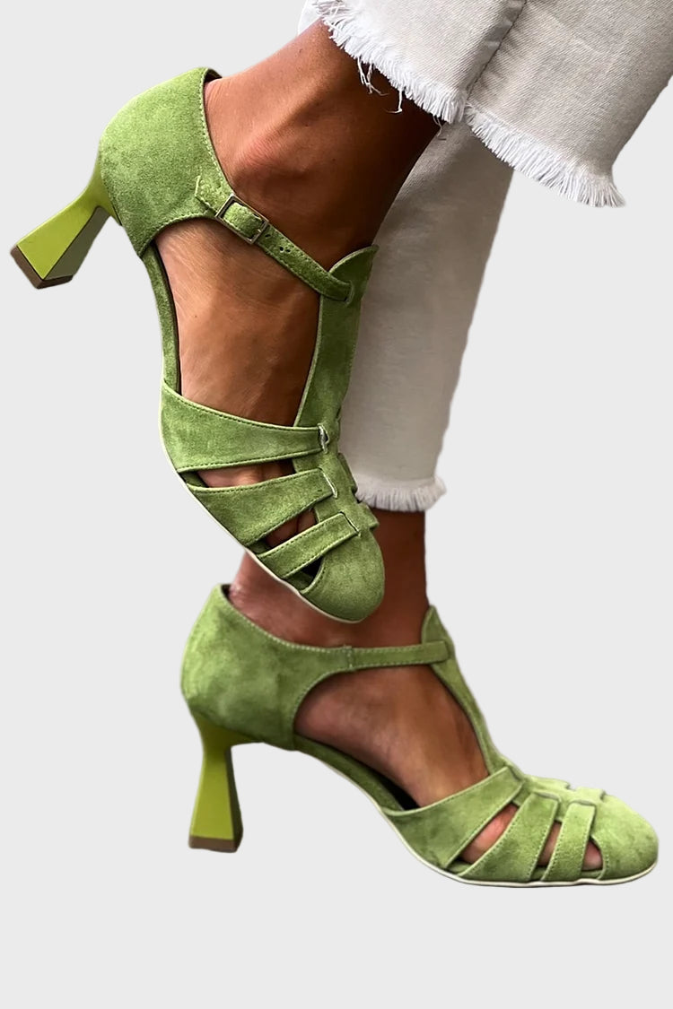 Verdelia Suede T-Strap Sandals