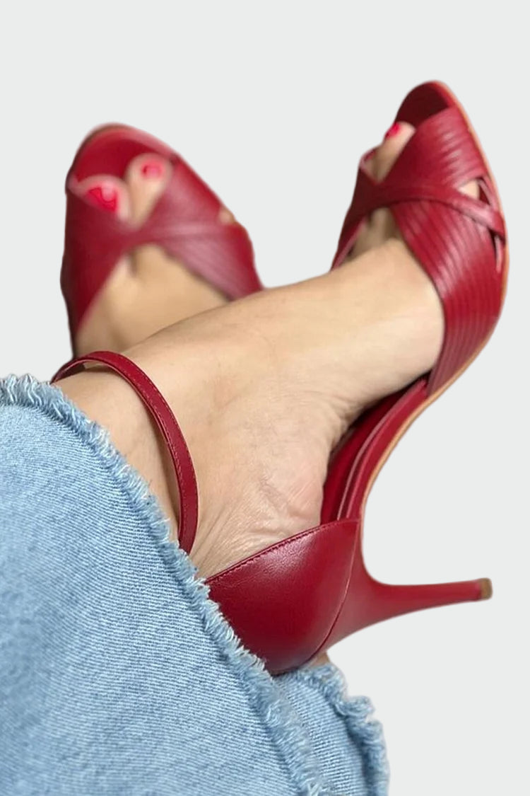 elegant red strappy heels