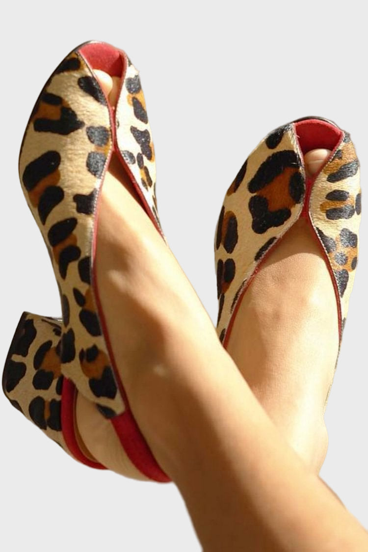 Leopard Charm Peep-Toe Sandals