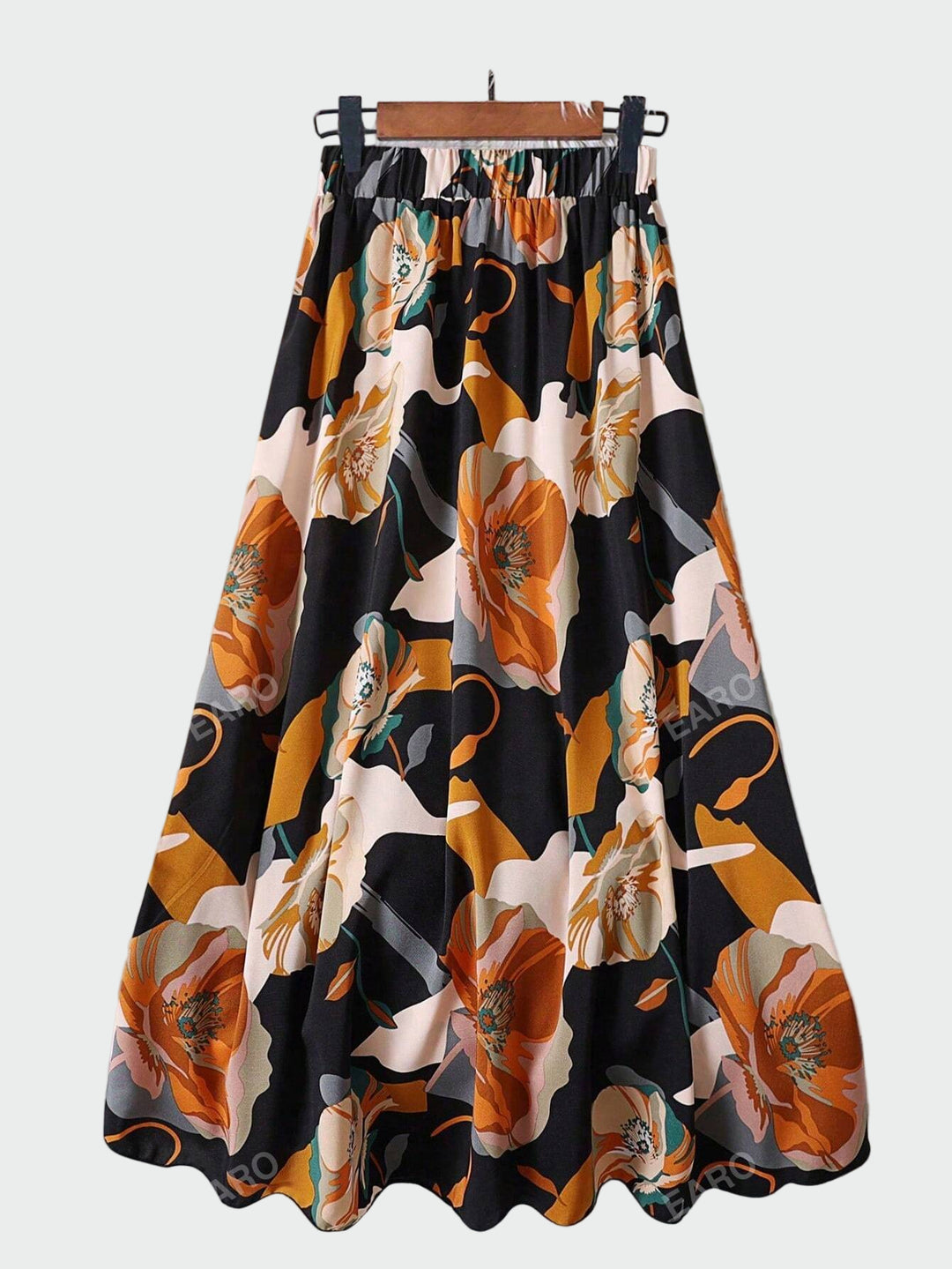 Bold Floral Print Maxi Skirt