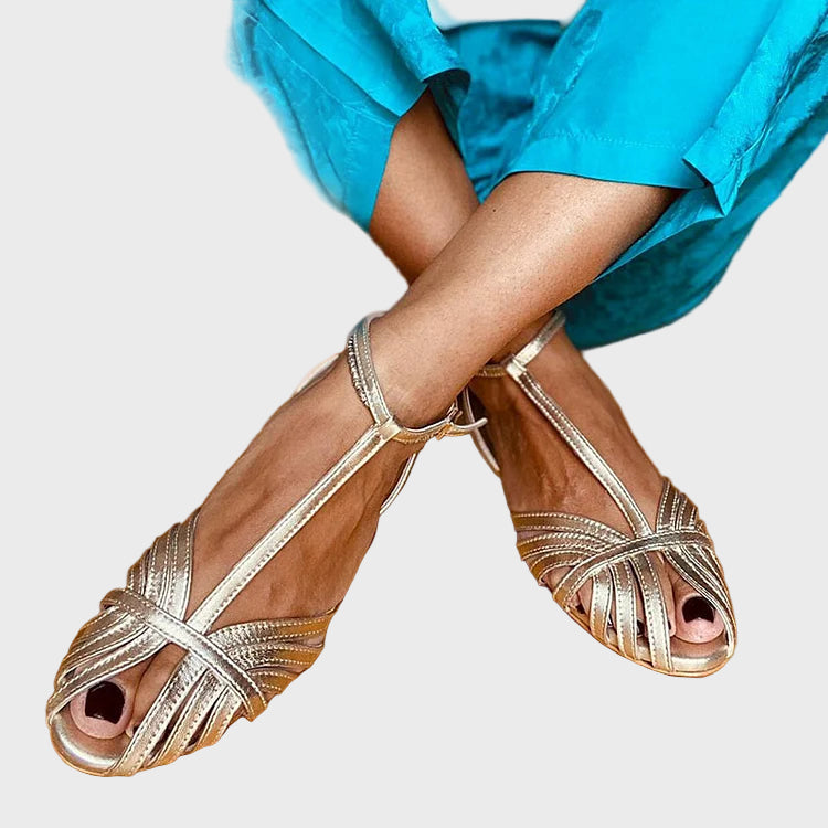 Golden Radiance Strappy Flats