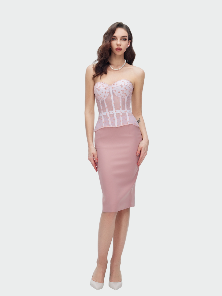 Blush Elegance Polka Dot Corset Top