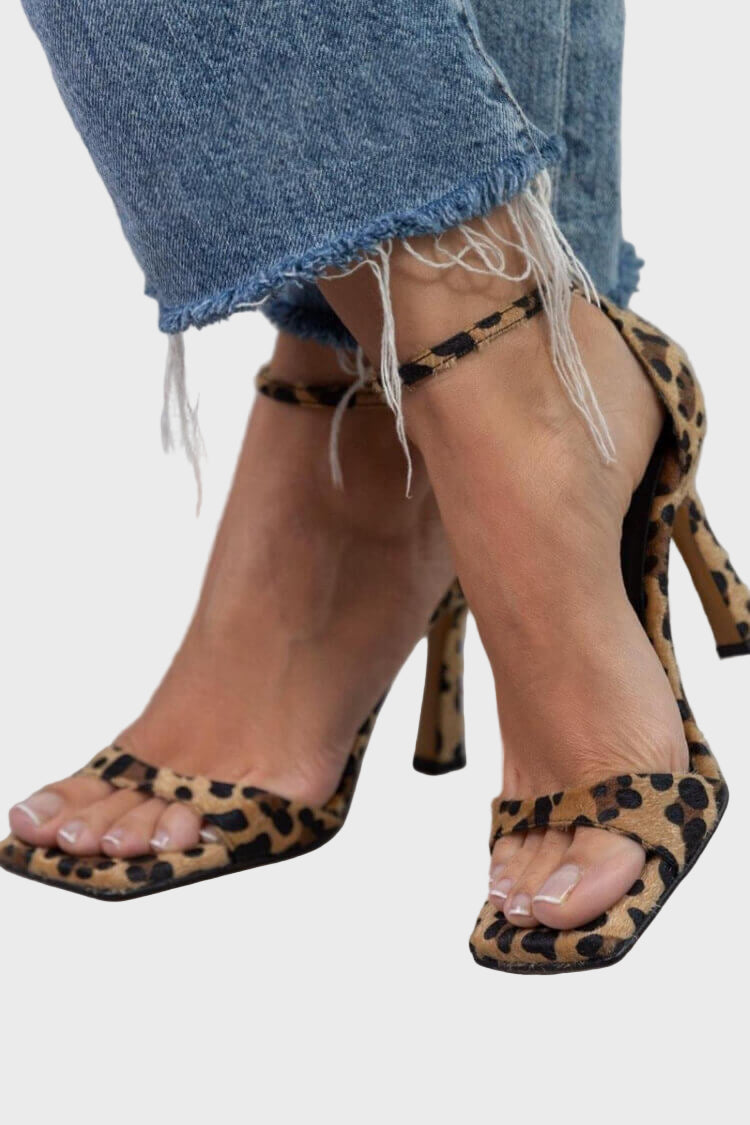Savanna Chic Leopard Stiletto Sandals