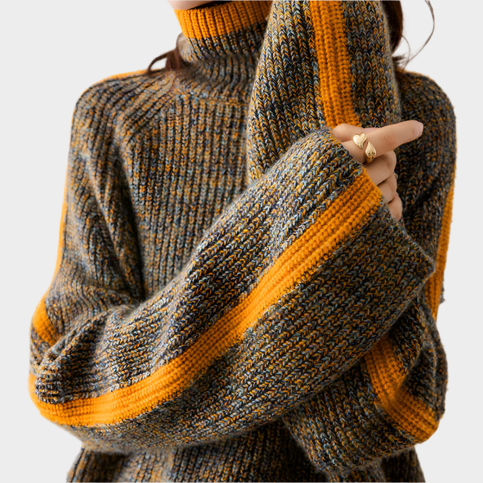 Amber Edge Knit Turtleneck Sweater