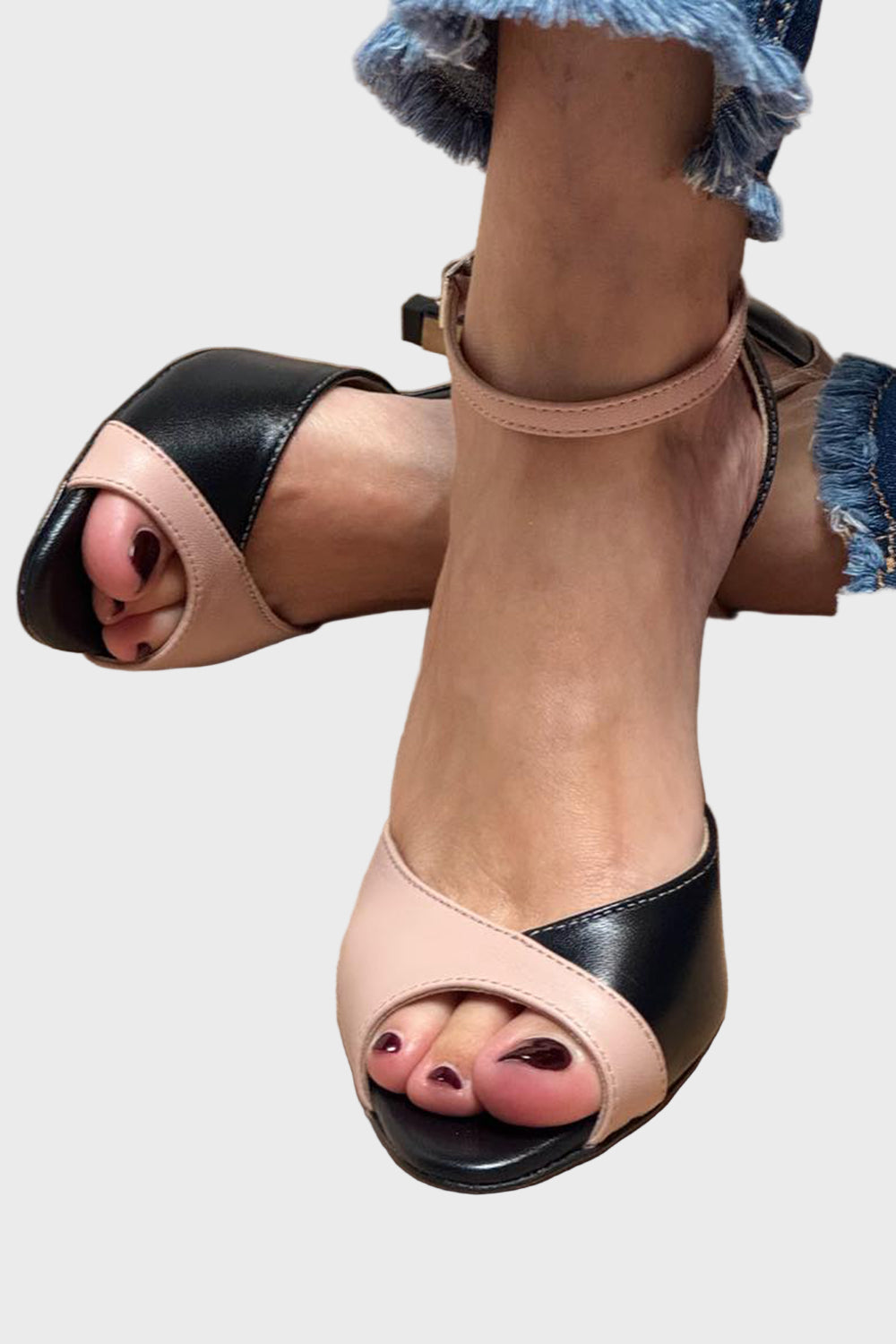 Elysse Two-Tone Open-Toe Heels