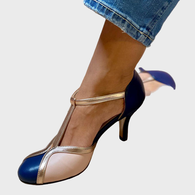 midnight blush t-strap heels