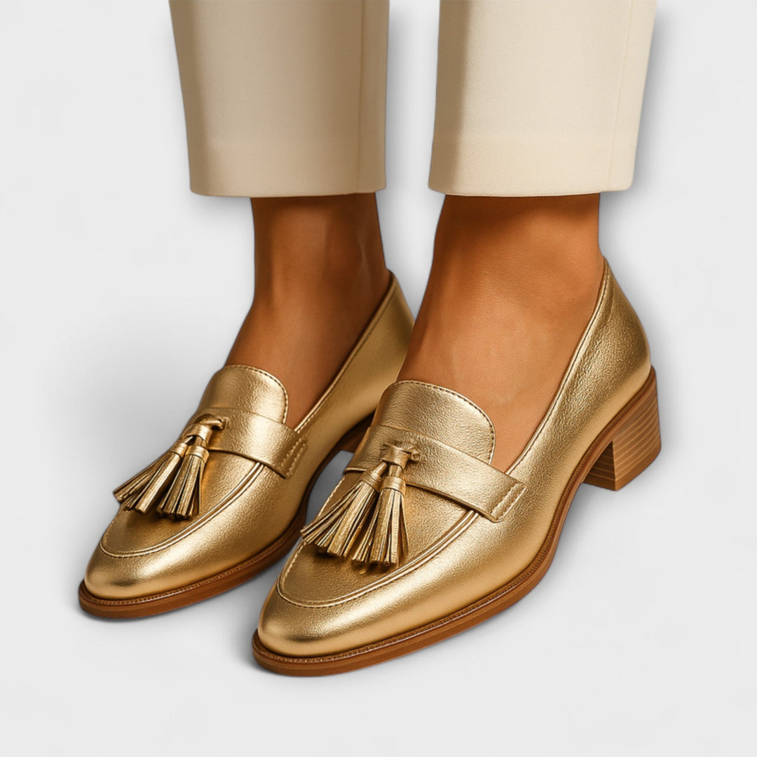 Women's Gold Moccasins