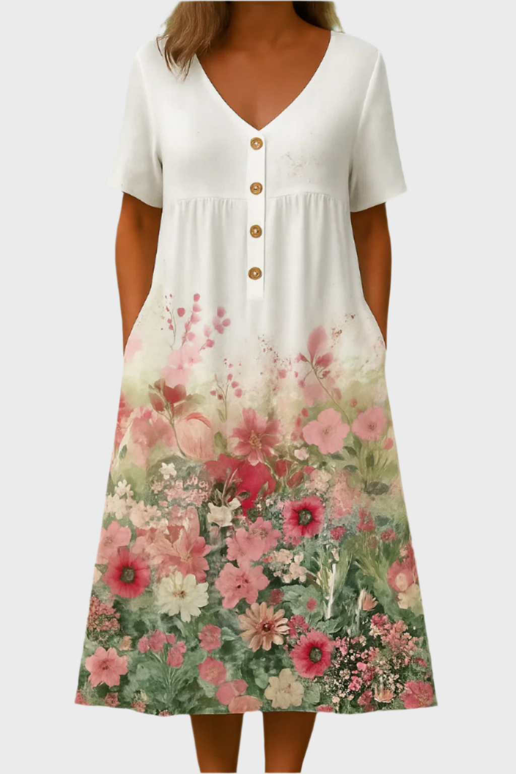 Blooming Meadow Button-Up Midi Dress