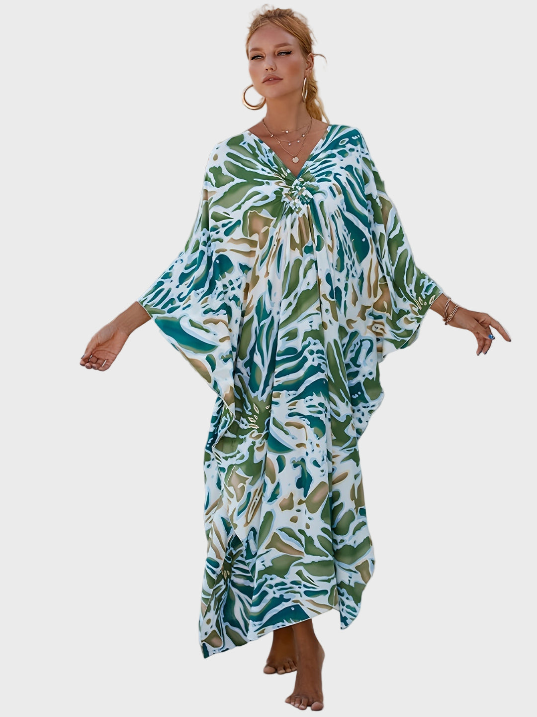 Island Breeze Green Print Kaftan