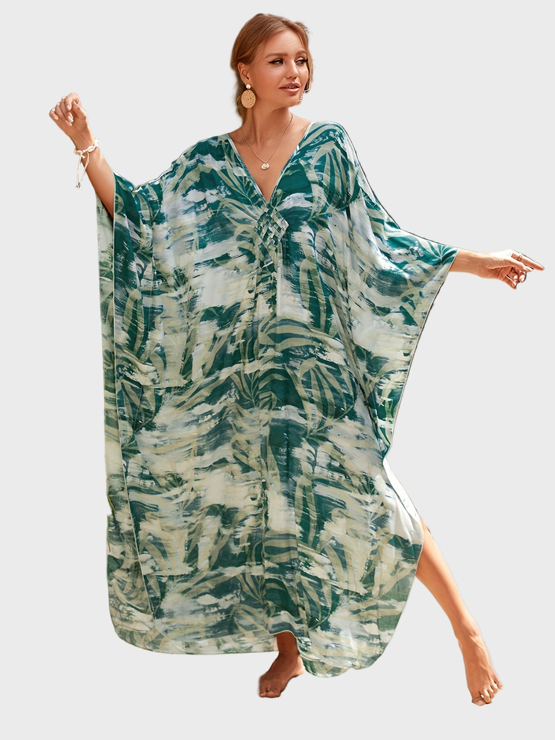 Tropical Leaf Kaftan