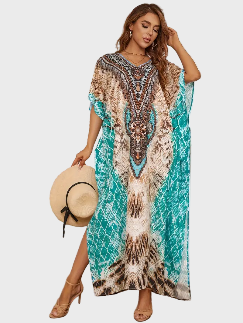 Boho Snake Print Maxi Dress