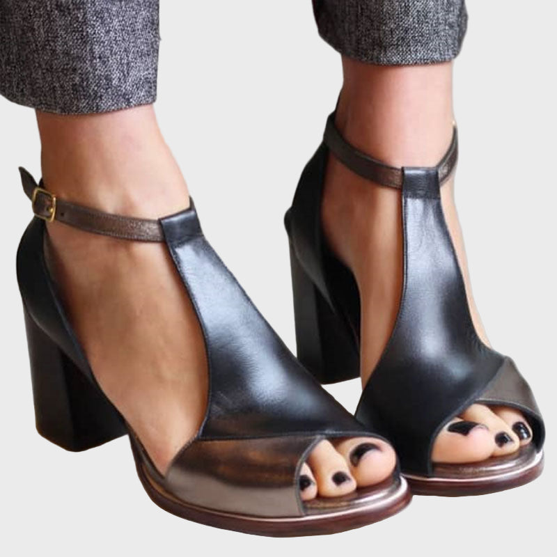 Midnight Elegance T-Strap Heels