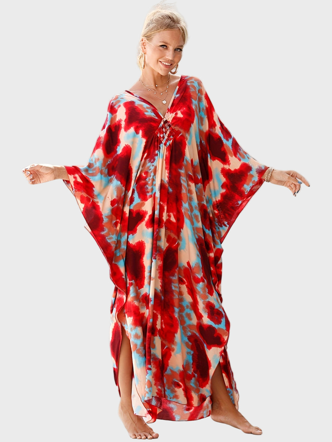 Red Tie-Dye Kaftan