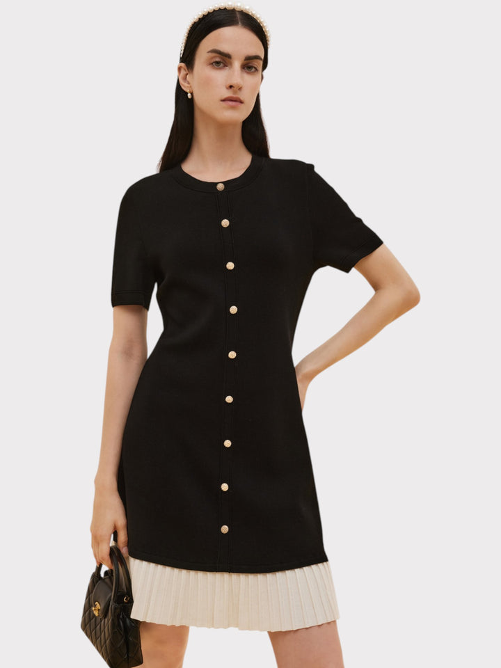 Pleated Contrast Charm Dress