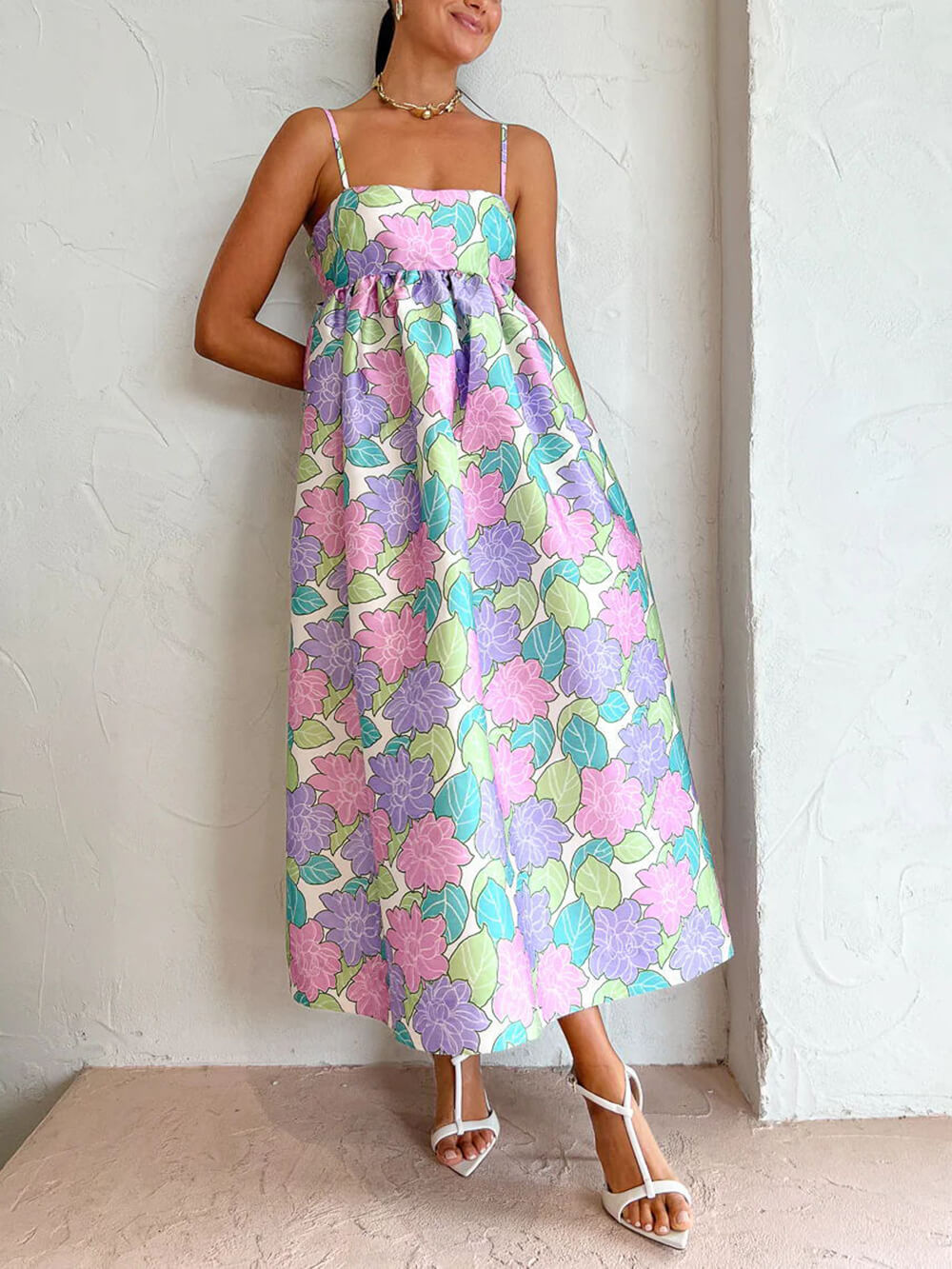 Beautiful strapless backless printed dress