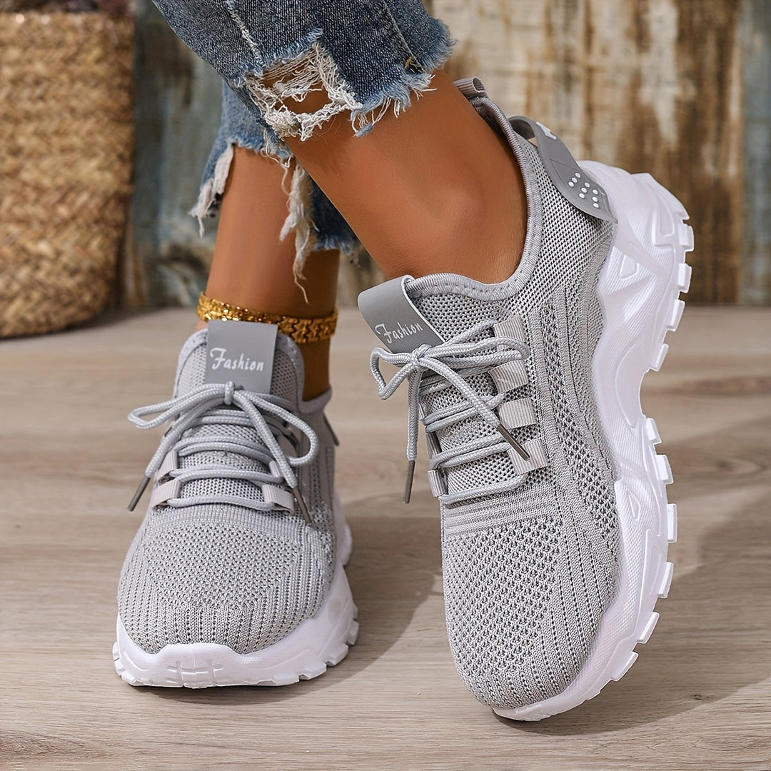 Beige Breathable Knit Sneakers