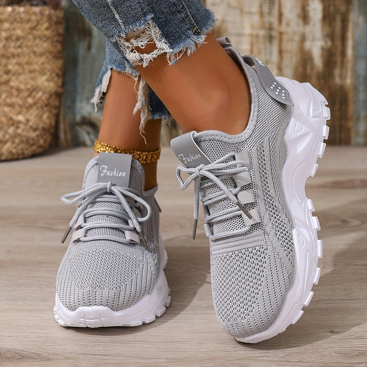 Beige Breathable Knit Sneakers