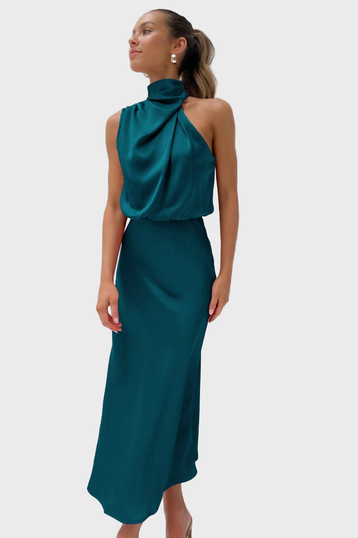 Grace High-Neck Midi Dress