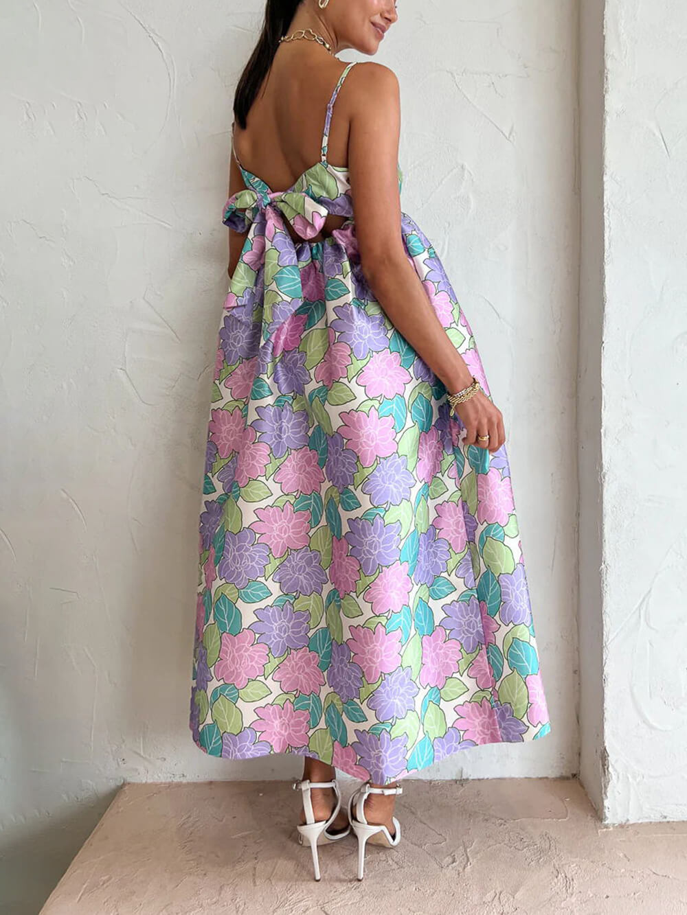 Beautiful strapless backless printed dress