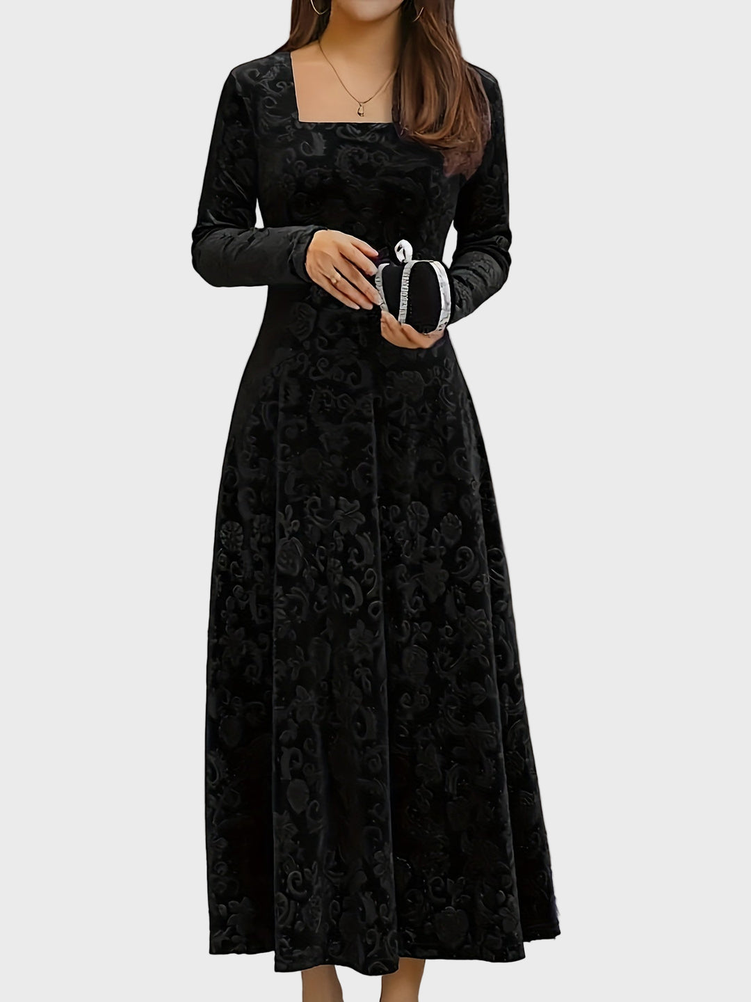 Crimson Elegance Velvet Maxi Dress