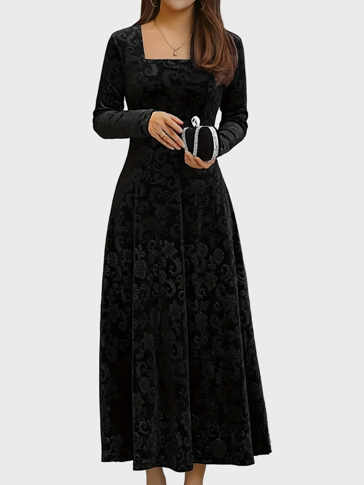 Crimson Elegance Velvet Maxi Dress