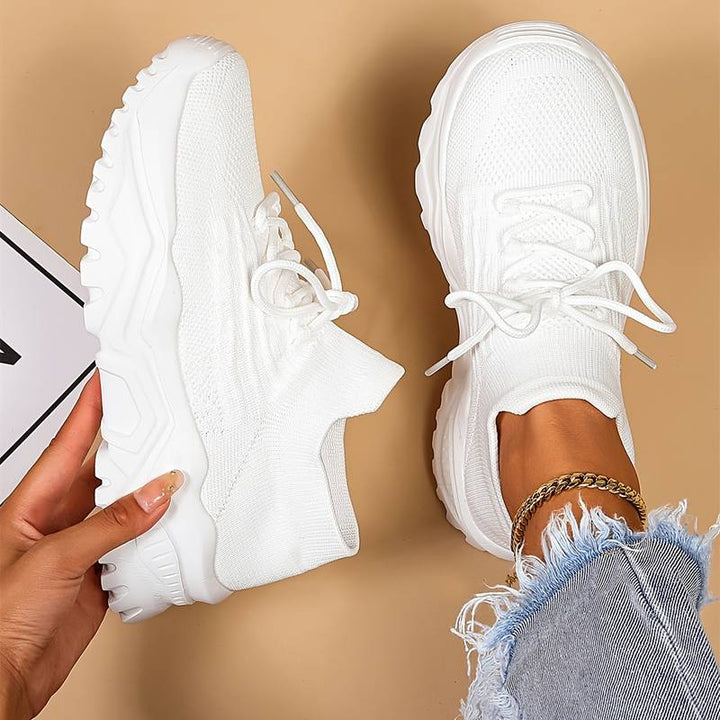All-White Chunky Knit Sneakers
