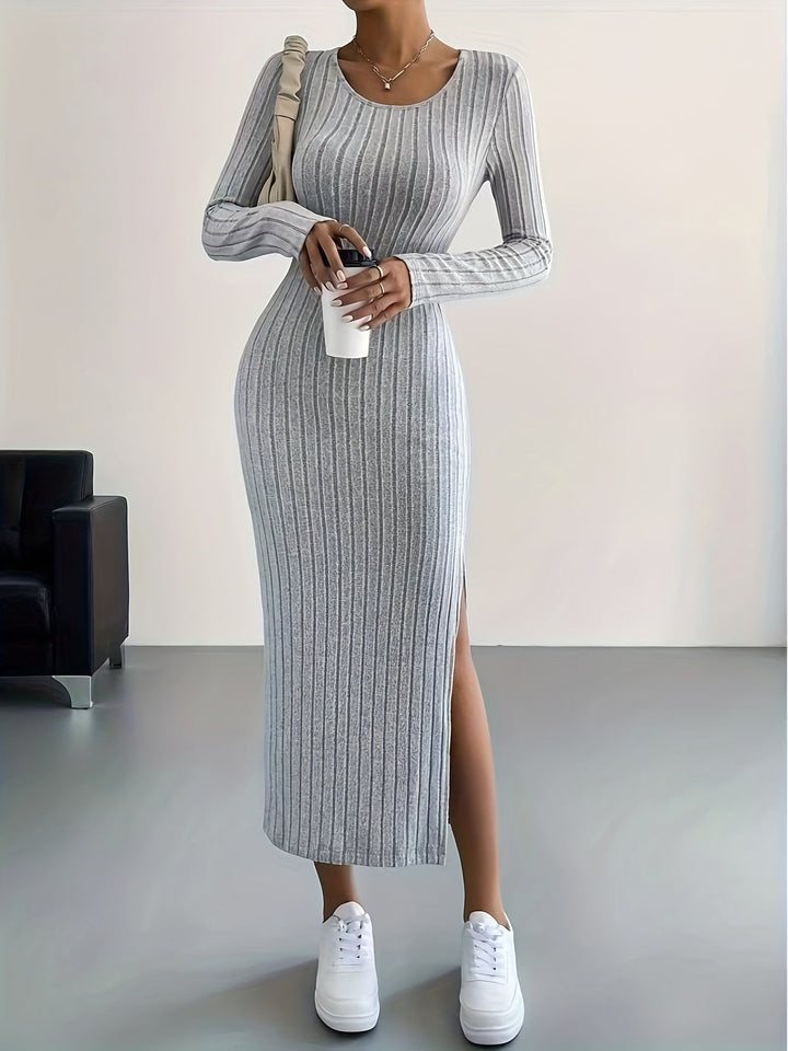 Sleek Ribbed Knit Bodycon Maxi Dress