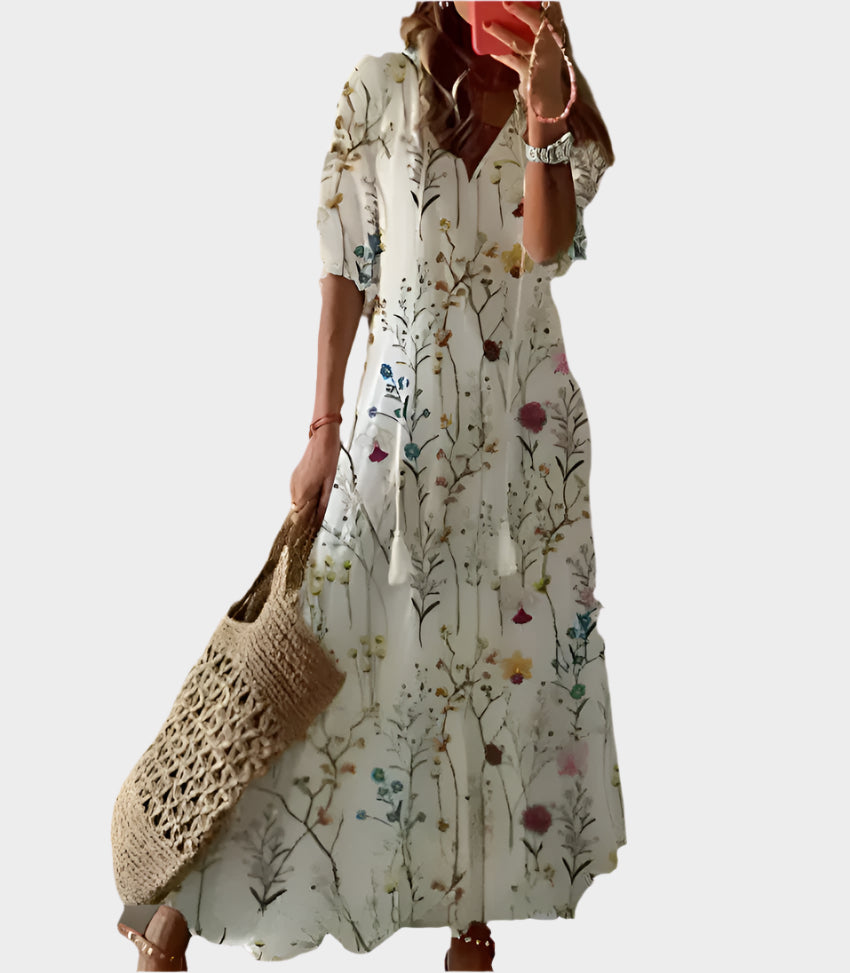 Vintage Dress with V-Neckline