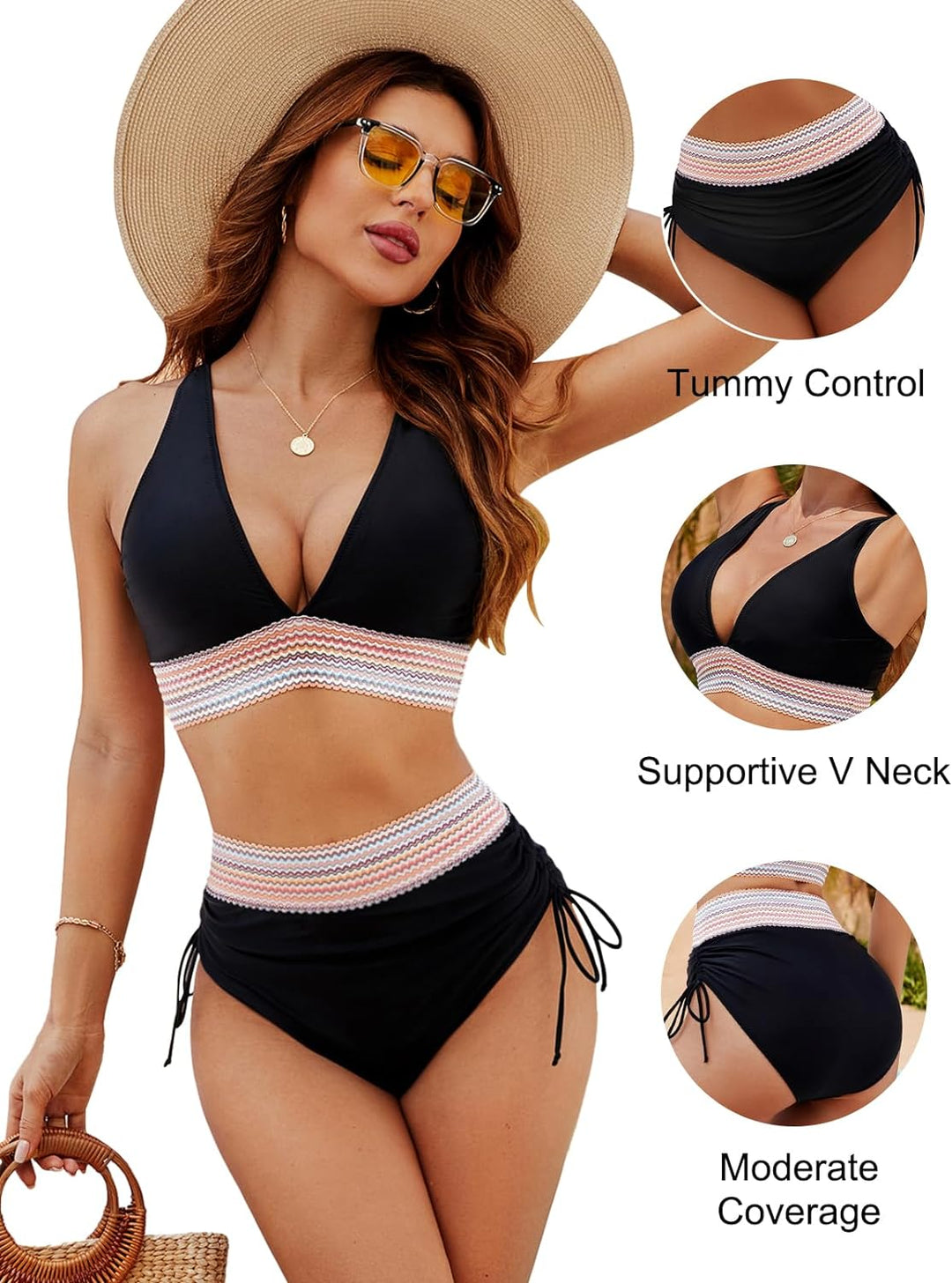 Azure Waves High-Waist Bikini Set