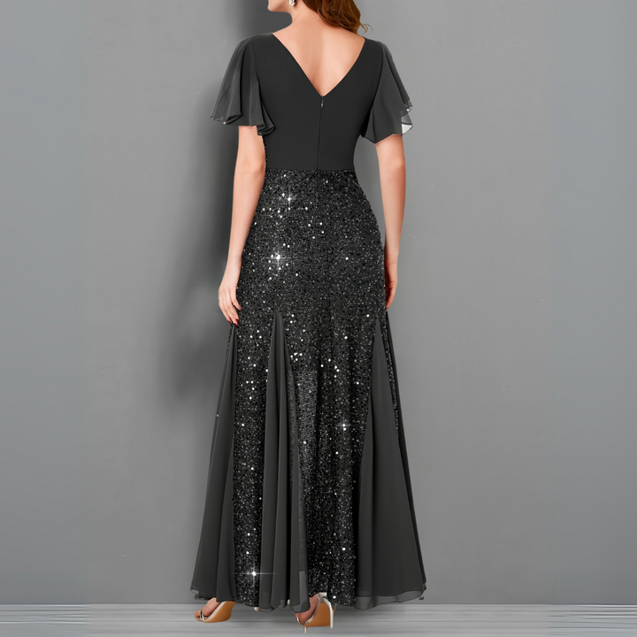 Scarlet Elegance Sequin Evening Gown