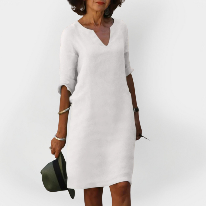 Everyday Dress with V Neckline