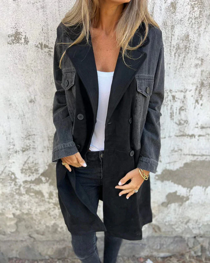 Urban Contrast Denim & Suede Trench Coat