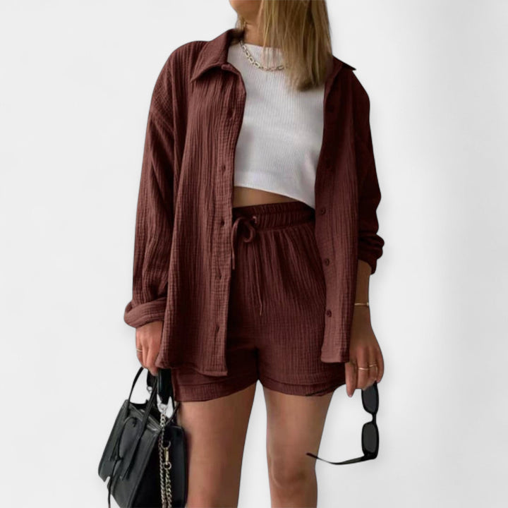 Bicolor Summer Top and Shorts Set