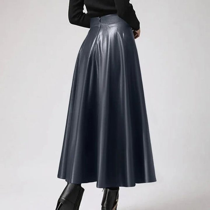 Elegant High-Waist Faux Leather Maxi Skirt