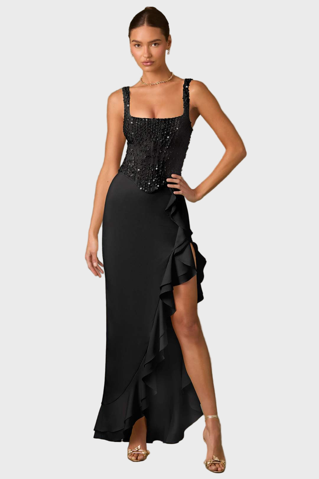 Glow Ruffle High-Low Dress