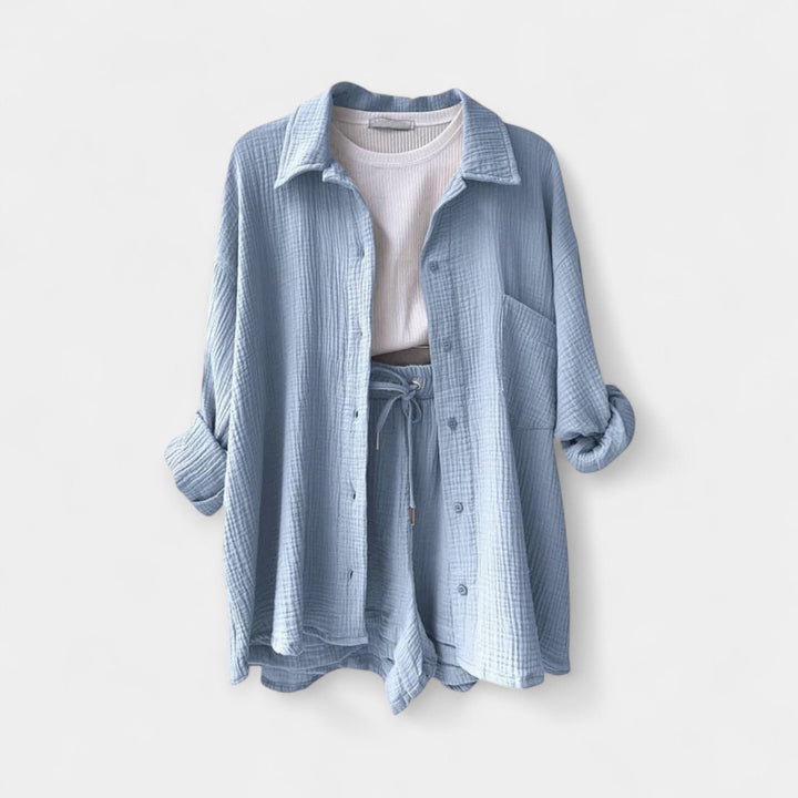 Bicolor Summer Top and Shorts Set