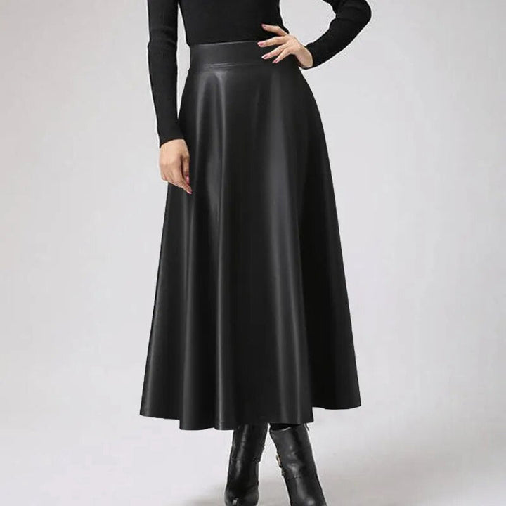 Elegant High-Waist Faux Leather Maxi Skirt