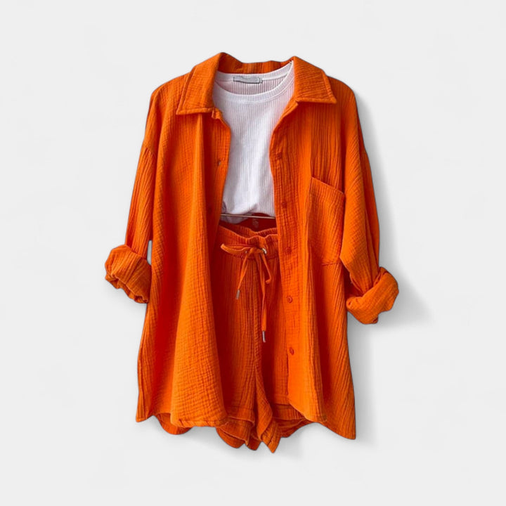 Bicolor Summer Top and Shorts Set