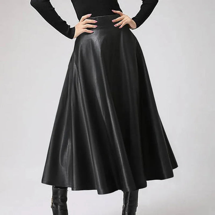 Elegant High-Waist Faux Leather Maxi Skirt
