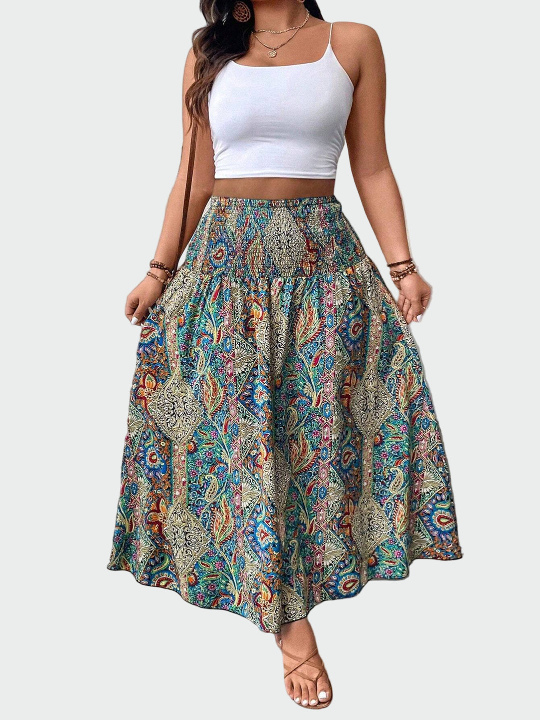 Boho Printed Maxi Skirt