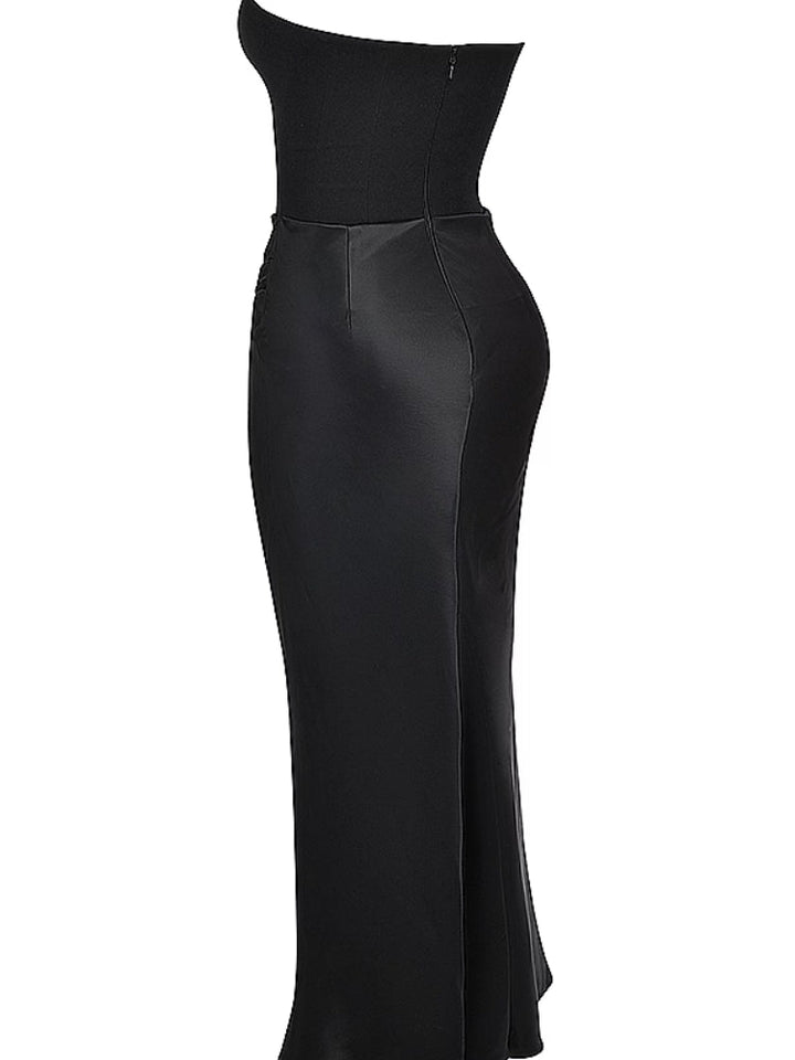 black strapless cocktail dress