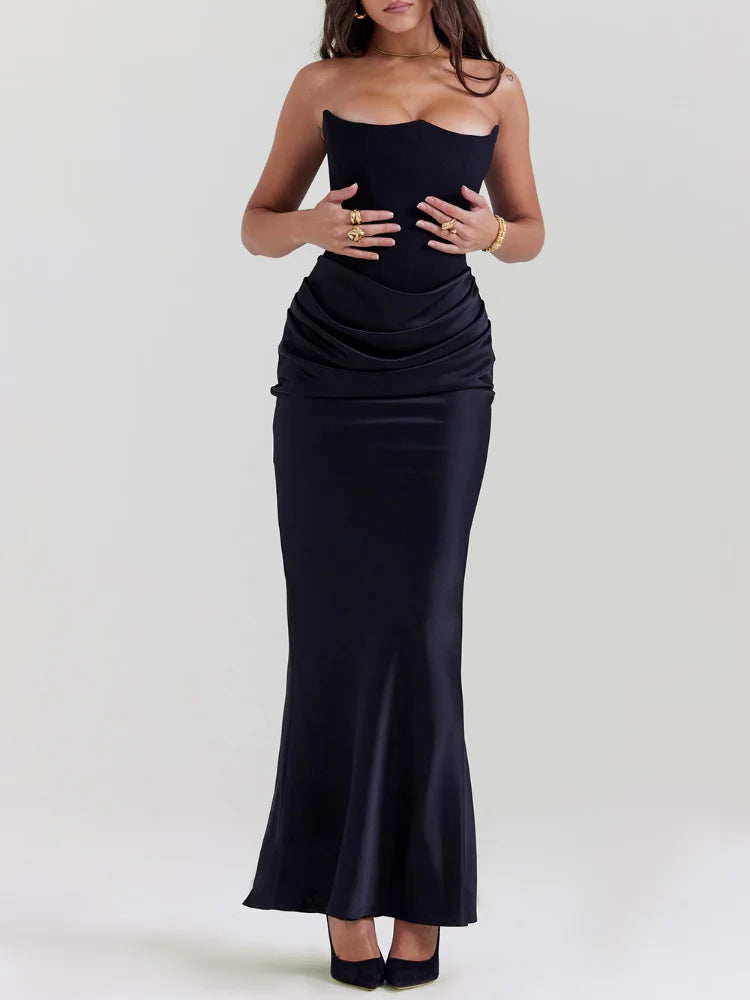 black strapless cocktail dress