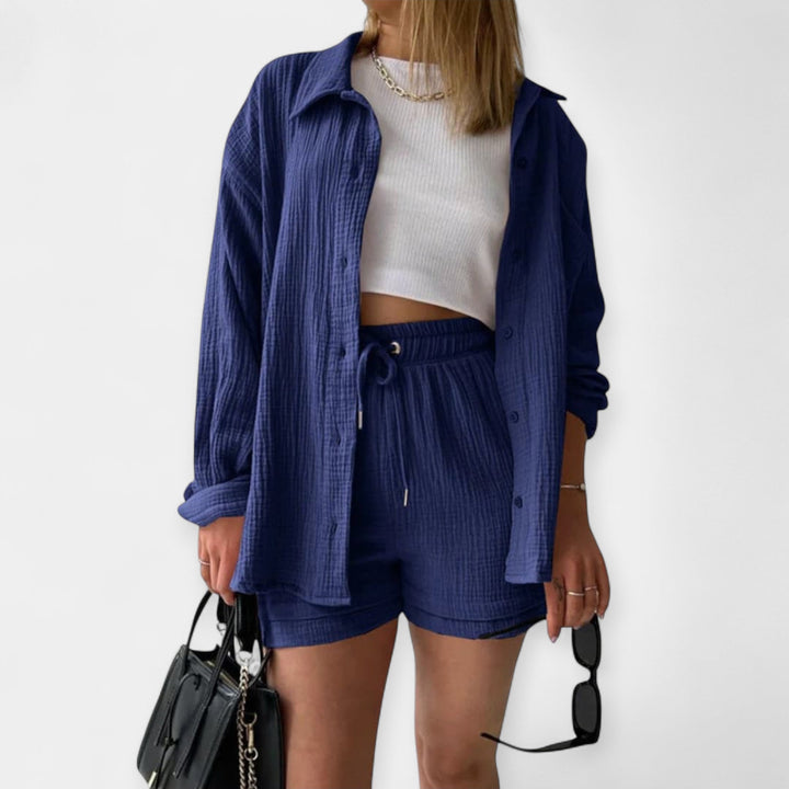 Bicolor Summer Top and Shorts Set