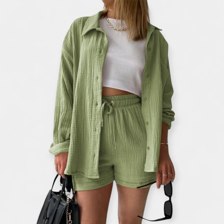 Bicolor Summer Top and Shorts Set