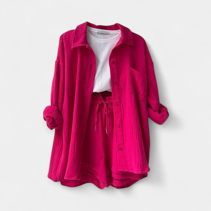 Bicolor Summer Top and Shorts Set