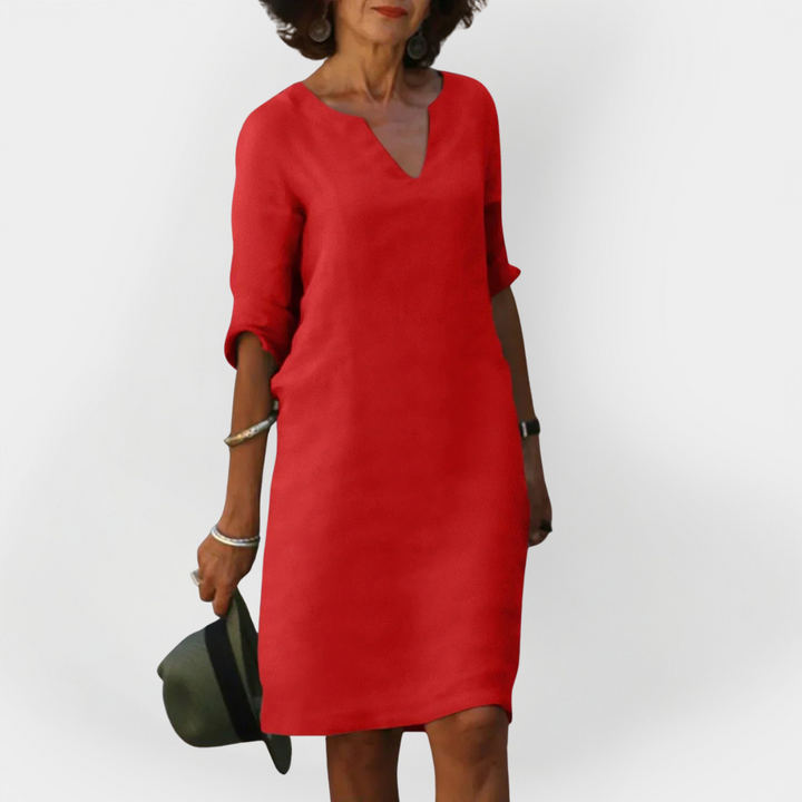 Everyday Dress with V Neckline