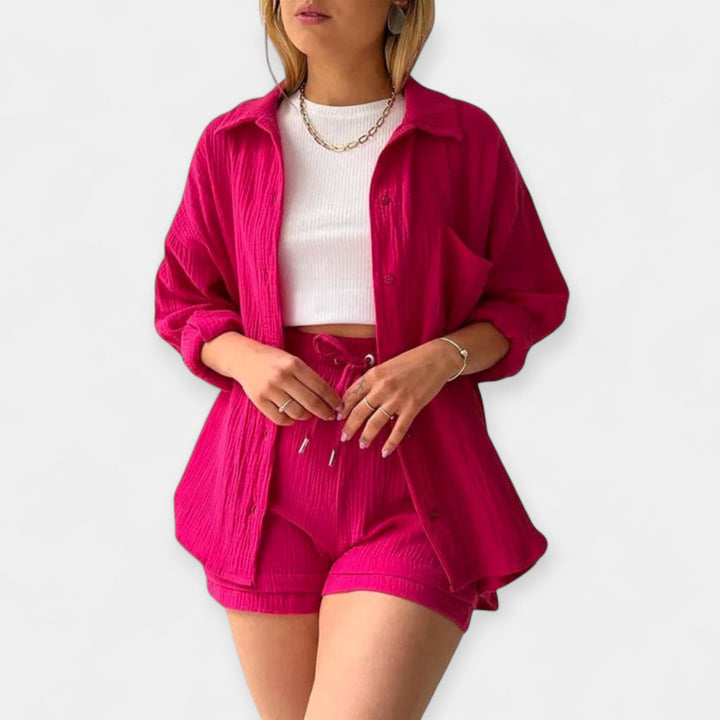 Bicolor Summer Top and Shorts Set