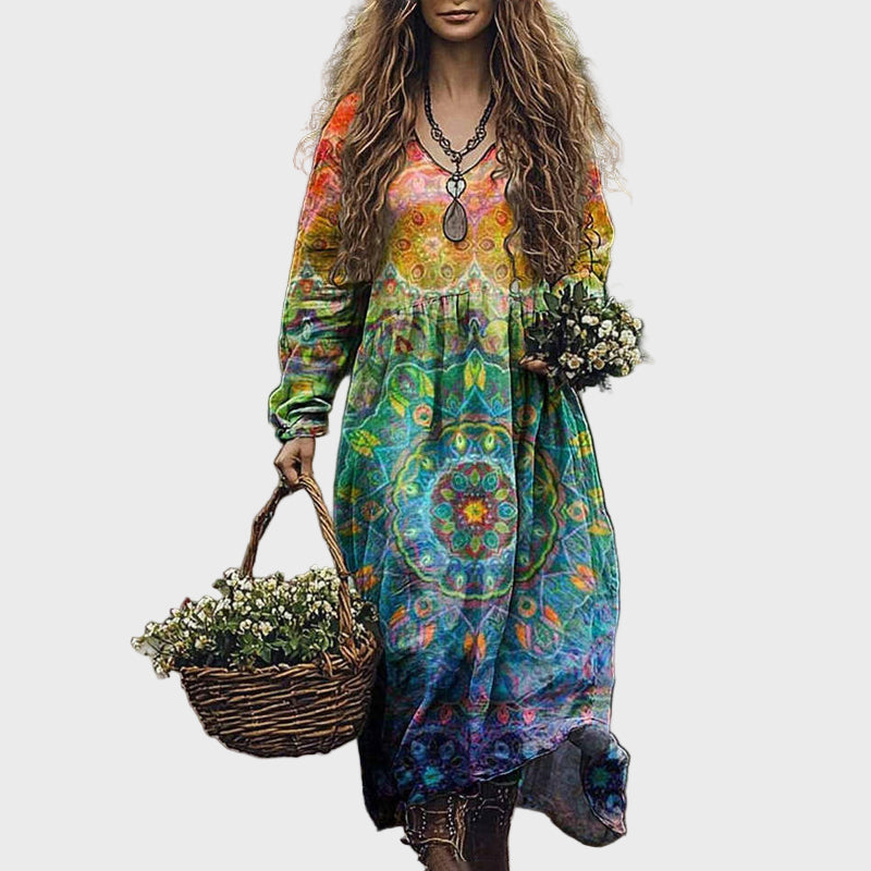 Woodland Bloom Bohemian Maxi Dress